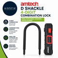 Amtech D Shackle 4 Digit Combination Lock Hardened Sheds Garage Security Design