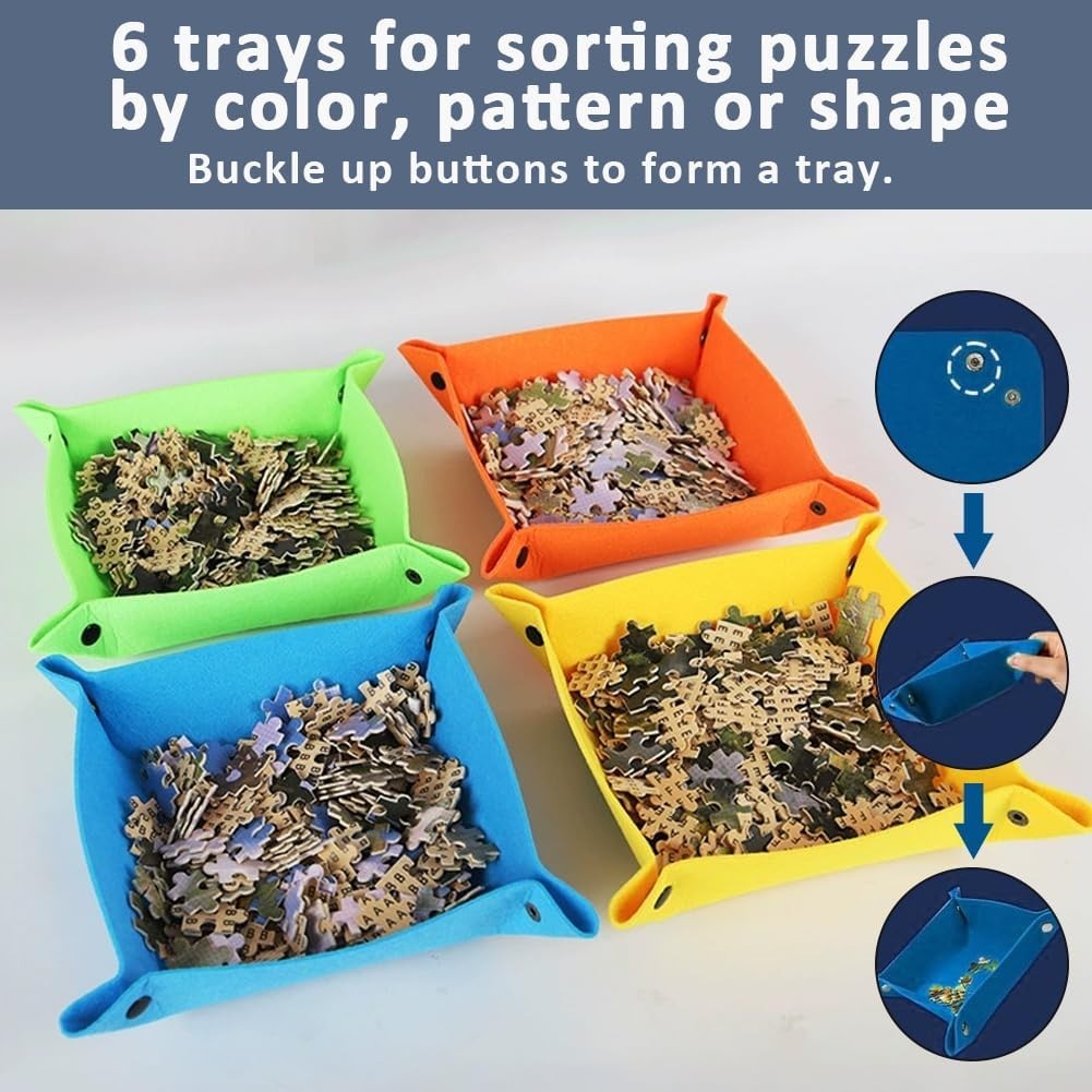 1000 Pieces Jigsaw Puzzle Board Storage 6 Sorting Trays  New
