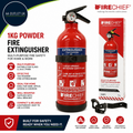 Firechief 1kg Powder Fire Extinguisher Red Home Multi Purpose Powder Supplied