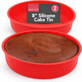 Sol 2pk 8in Silicone Cake Moulds For Baking Flexible Tin Non Stick Bakeware New