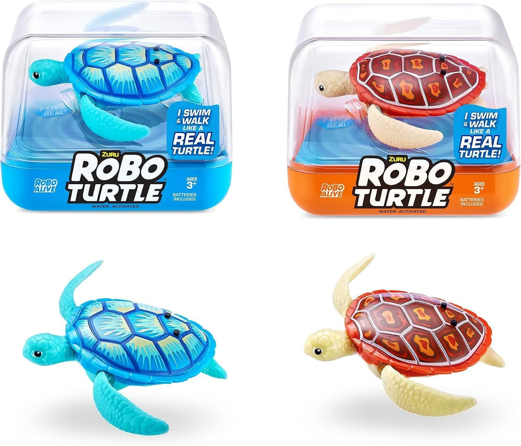 ZURU Robo Turtle Robotic Swimming Toy 2 Pieces Orange Blue Pool Bath Fun New