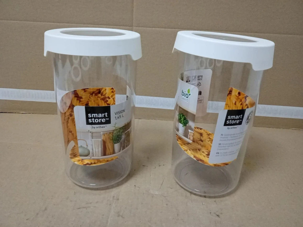 SmartStore Round Food Storage Containers Set 6 Rice Cake Plastic Jars Clear