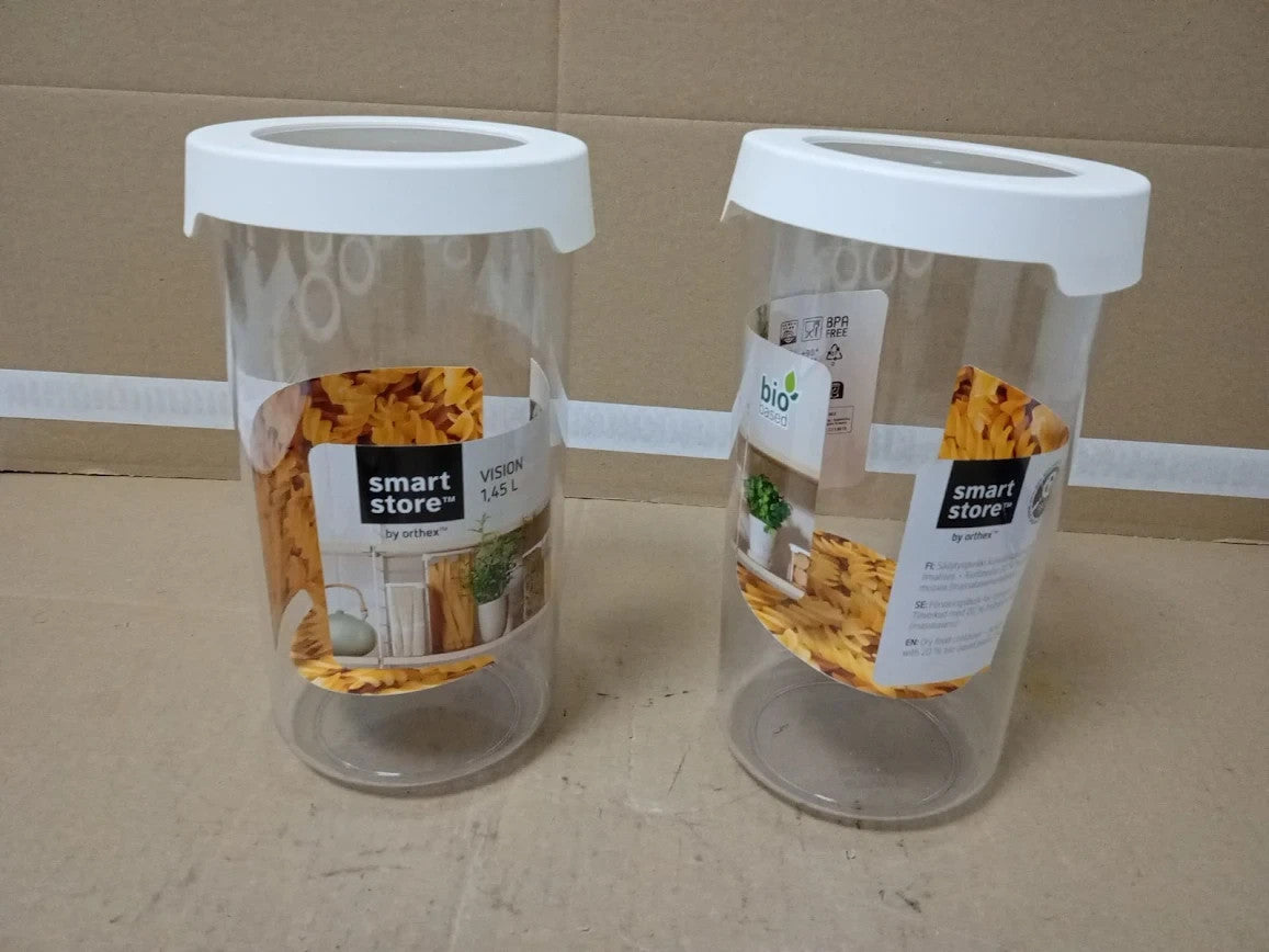 SmartStore Round Food Storage Containers Set 6 Rice Cake Plastic Jars Clear