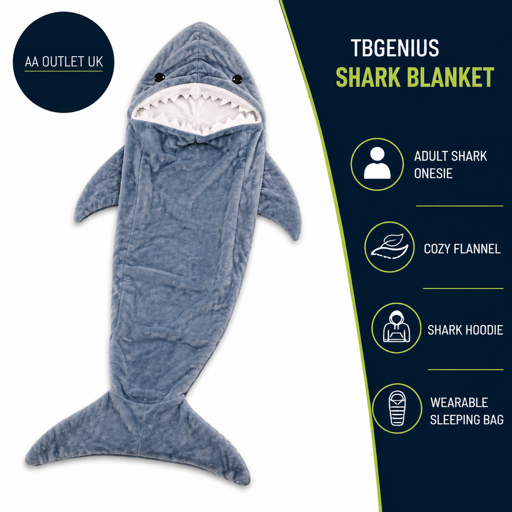 Tbgnius Shark Blanket One piece Shark Hoodie For Adults Cozy Flannel 184x194cm