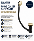 Bristan Round Clicker Bath Waste Brushed Brass Round Clicker W BATH03 BB