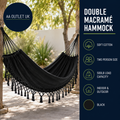 Double hammock For Home Indoor Outdoor Boho Macrame Large Cotton 2.8X1.5m Black