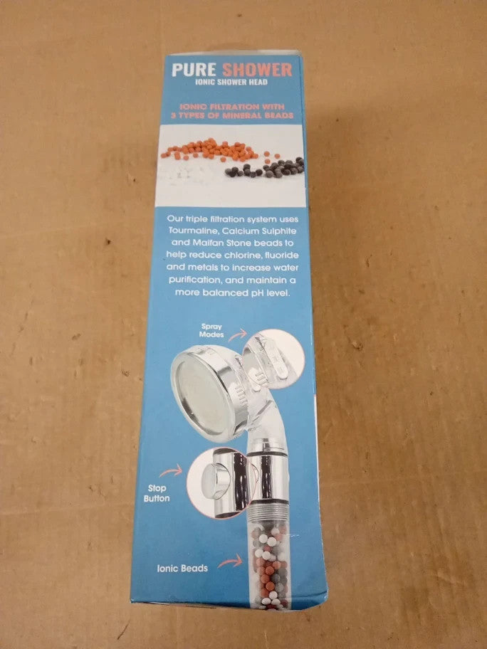 JML 3 Function Pure Shower Ionic Head Mineral Bead Filtration Chrome New