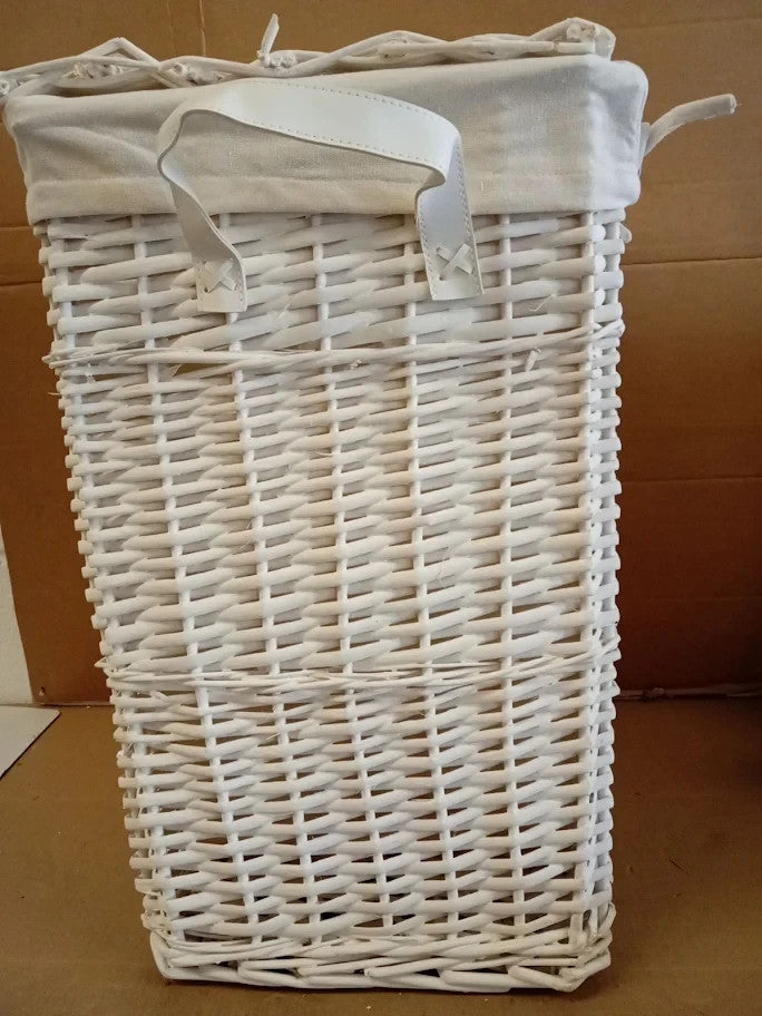 Argos Home 68Litre Willow Laundry Basket Wicker Frame White 56x35x35cm
