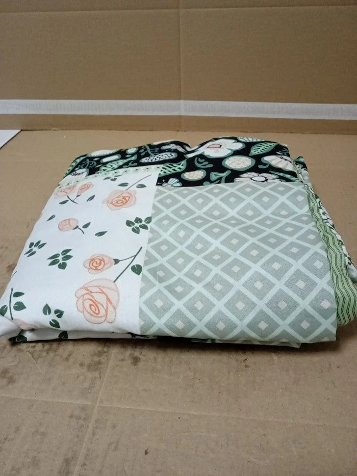 DJY Floral Duvet Cover Set King Size 3 Piece Green Bedding Wrinkle 220x230cm New