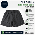 Slazenger Mens Woven Shorts Black Small Cotton Blend Low Rise Logo Pattern