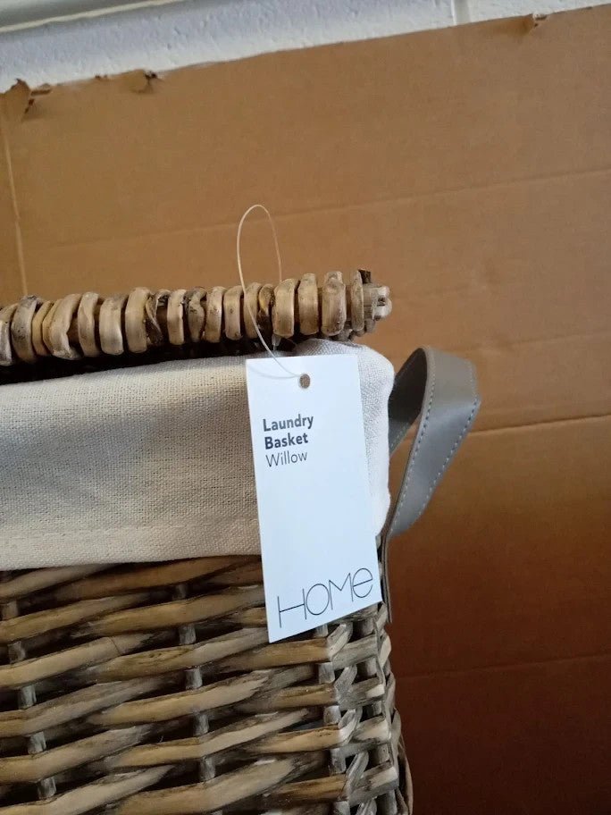 Argos Home Willow Laundry Basket Wicker Frame Grey 56x35x35cm New