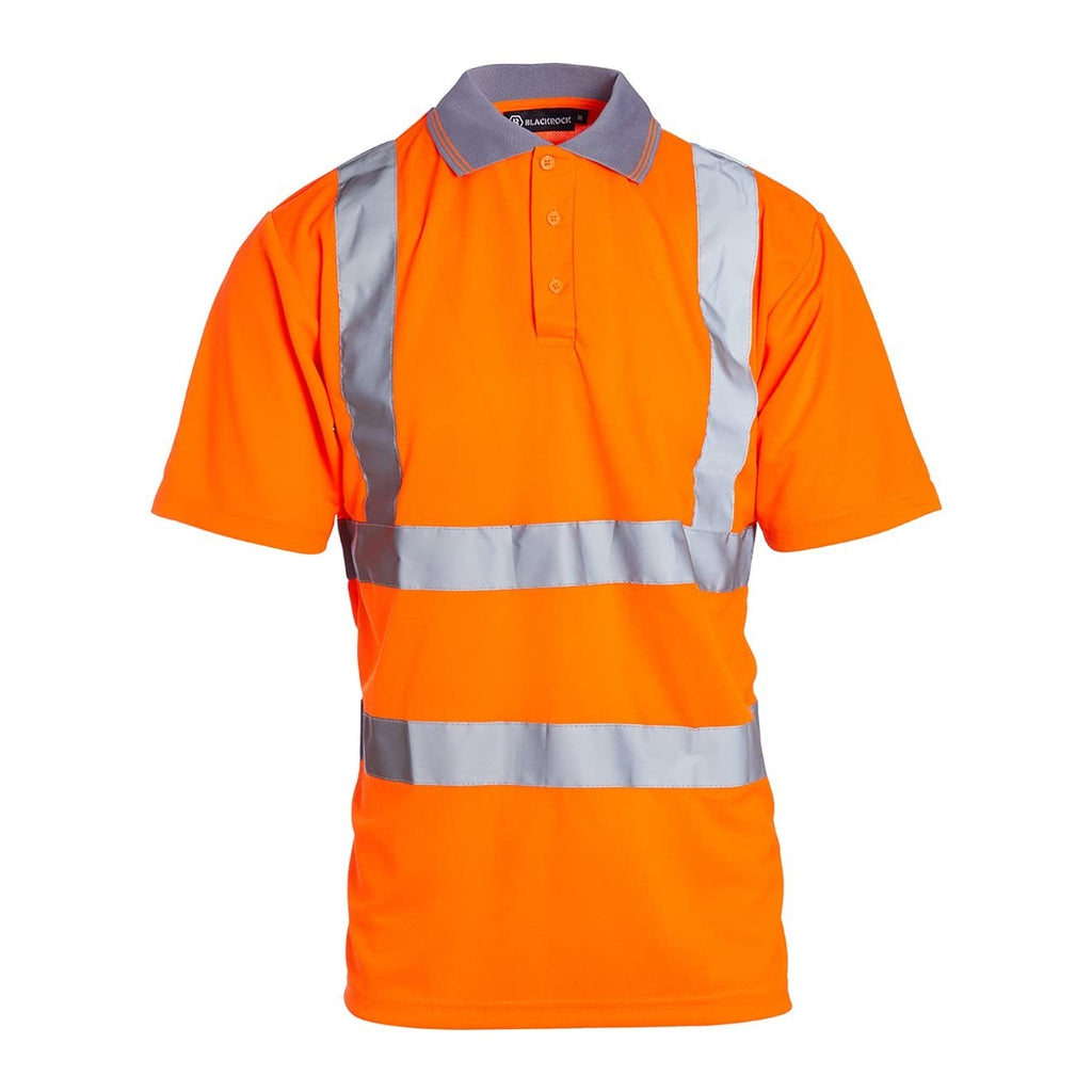 Blackrock Hi Vis Polo Shirt Rail Industry Orange TShirt Utility Safety 4XL New