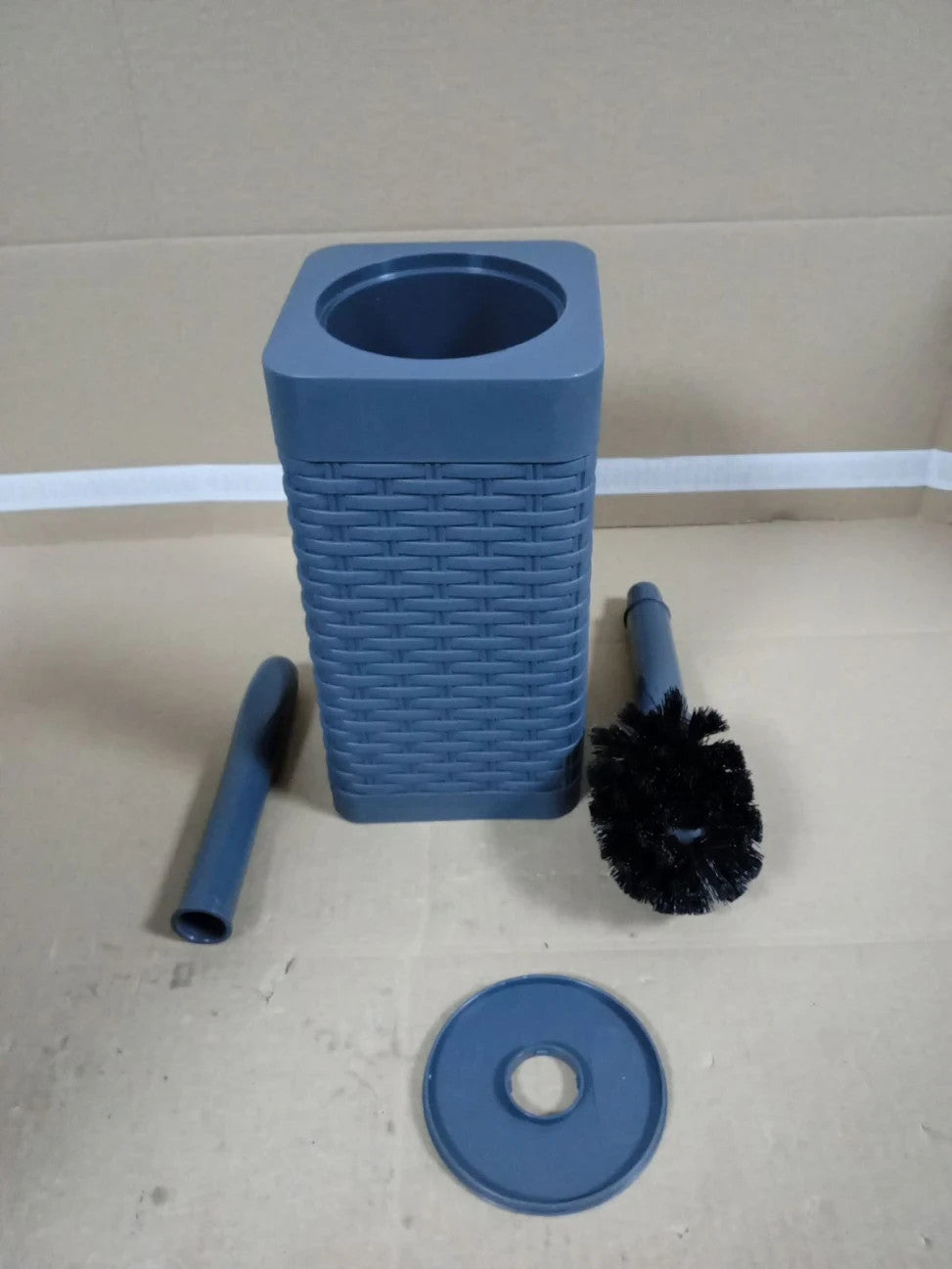Addis Faux Rattan Square Bathroom Set Includes Swing Bin & Toilet Set Brush