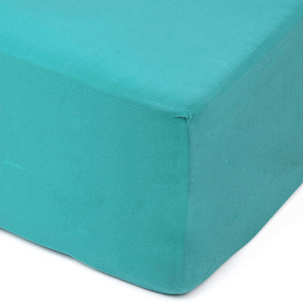 Amago Fitted Sheet 50cm Pocket 100% Cotton Solid 180x200cm Petrol New