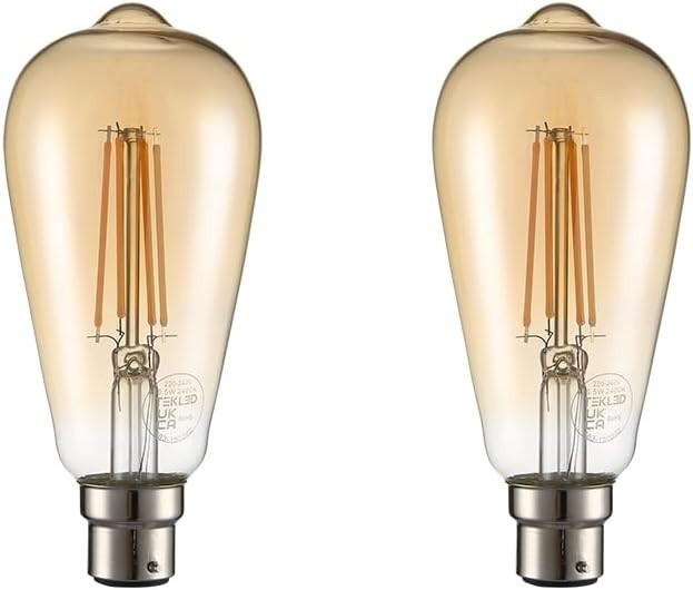 Tekled ST64 Filament Vintage Dimmable LED Bulbs B22 Bayonet Cap 2pc New
