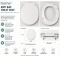 Home Anti Bac Toilet Seat White Adjustable Hinges 45.1x36x6.4cm Slow Close