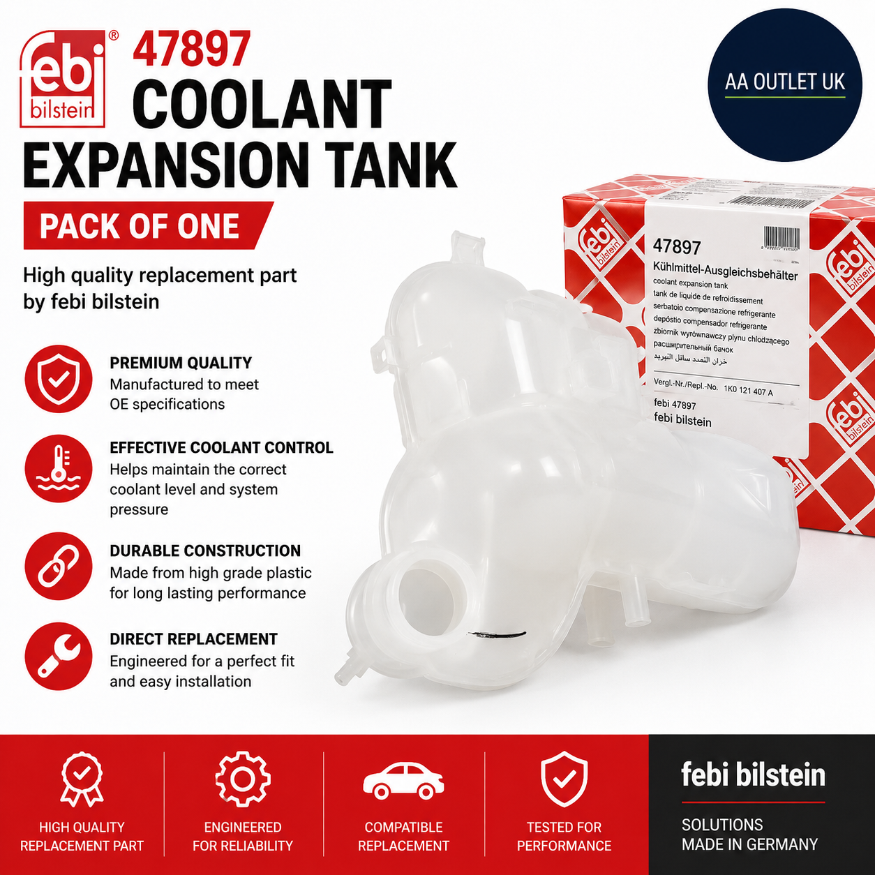 Febi Bilstein 47897 Coolant Expansion Tank One Pack White