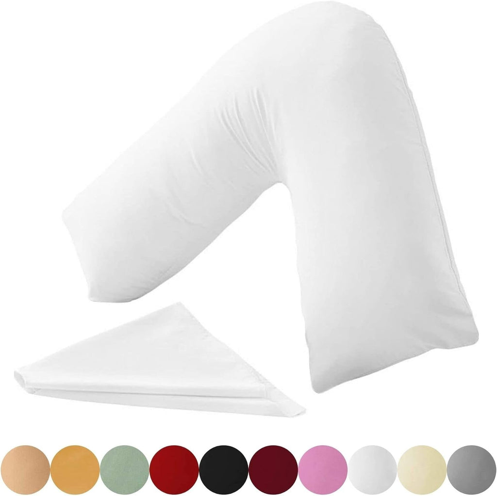 Kanak V Shaped Pillowcase White Polycotton Orthopaedic Nursing Pillow Cover New
