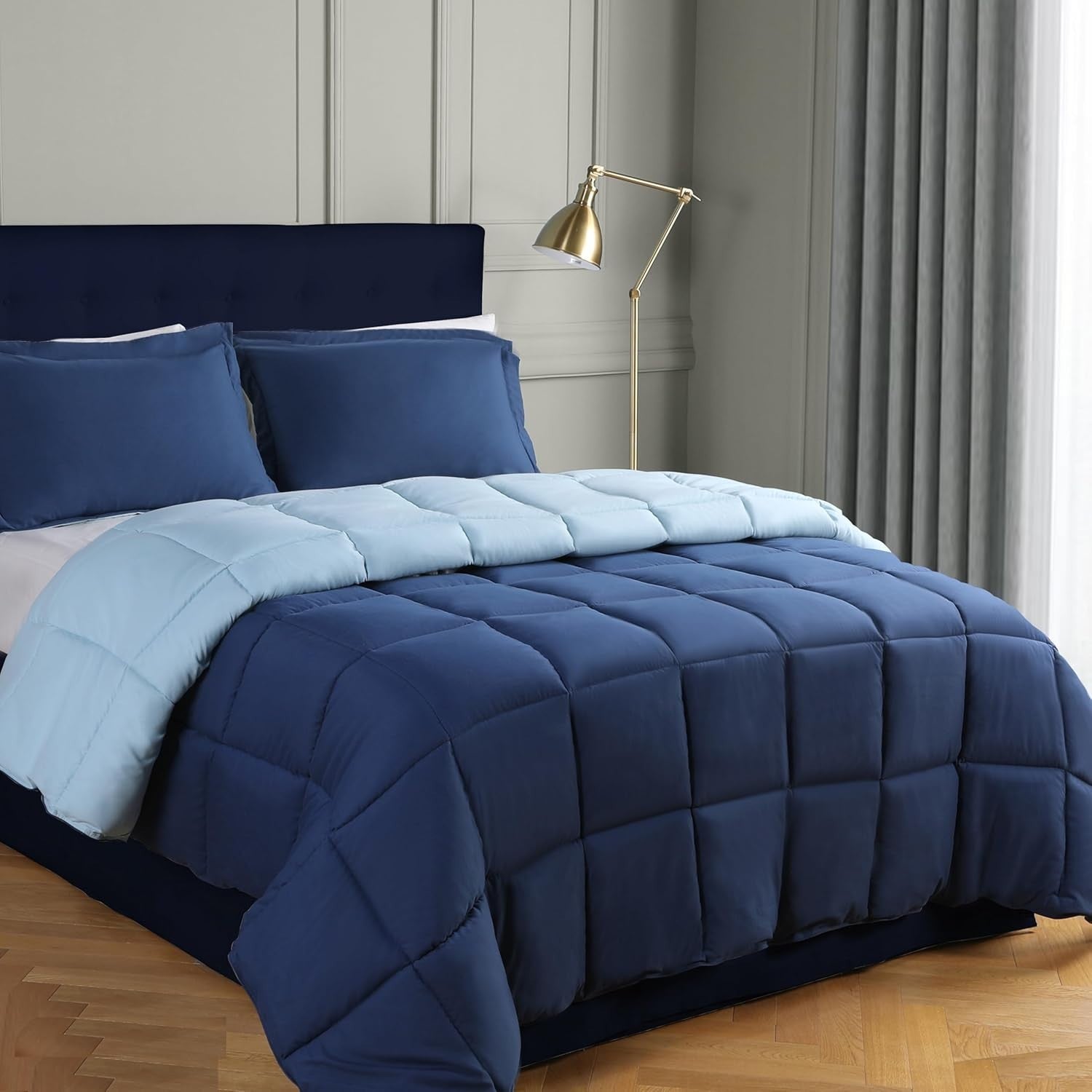 Hib Navy Reversible Coverless Duvet Single 135x200cm Oeko Tex New