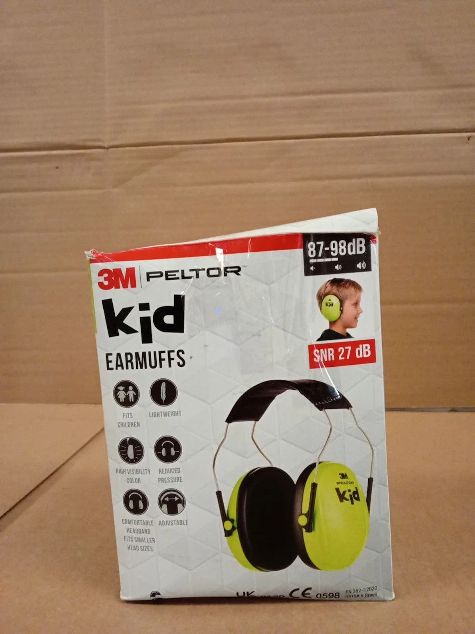 3M Peltor Kid Ear H510AK Neon Green Child Hearing Protection Adjustable 87-98dB