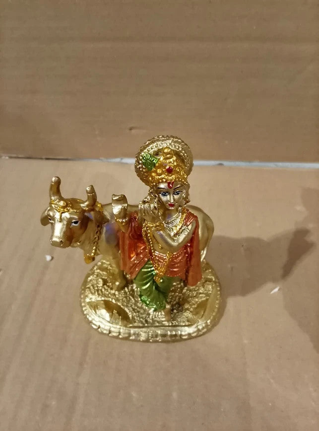 Alikiki Hindu God Krishna Statue 5.3in Youth Krishna Idol The Holy Cow