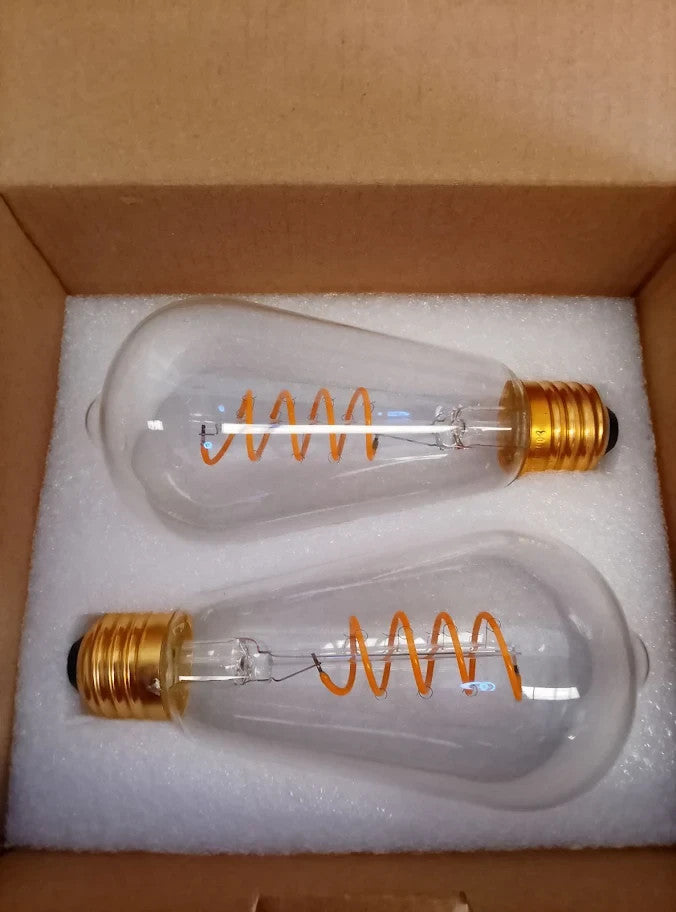 Terafeels 2Pack E27 Vintage LED Light Bulbs ST64 4W Spiral Filament Warm New