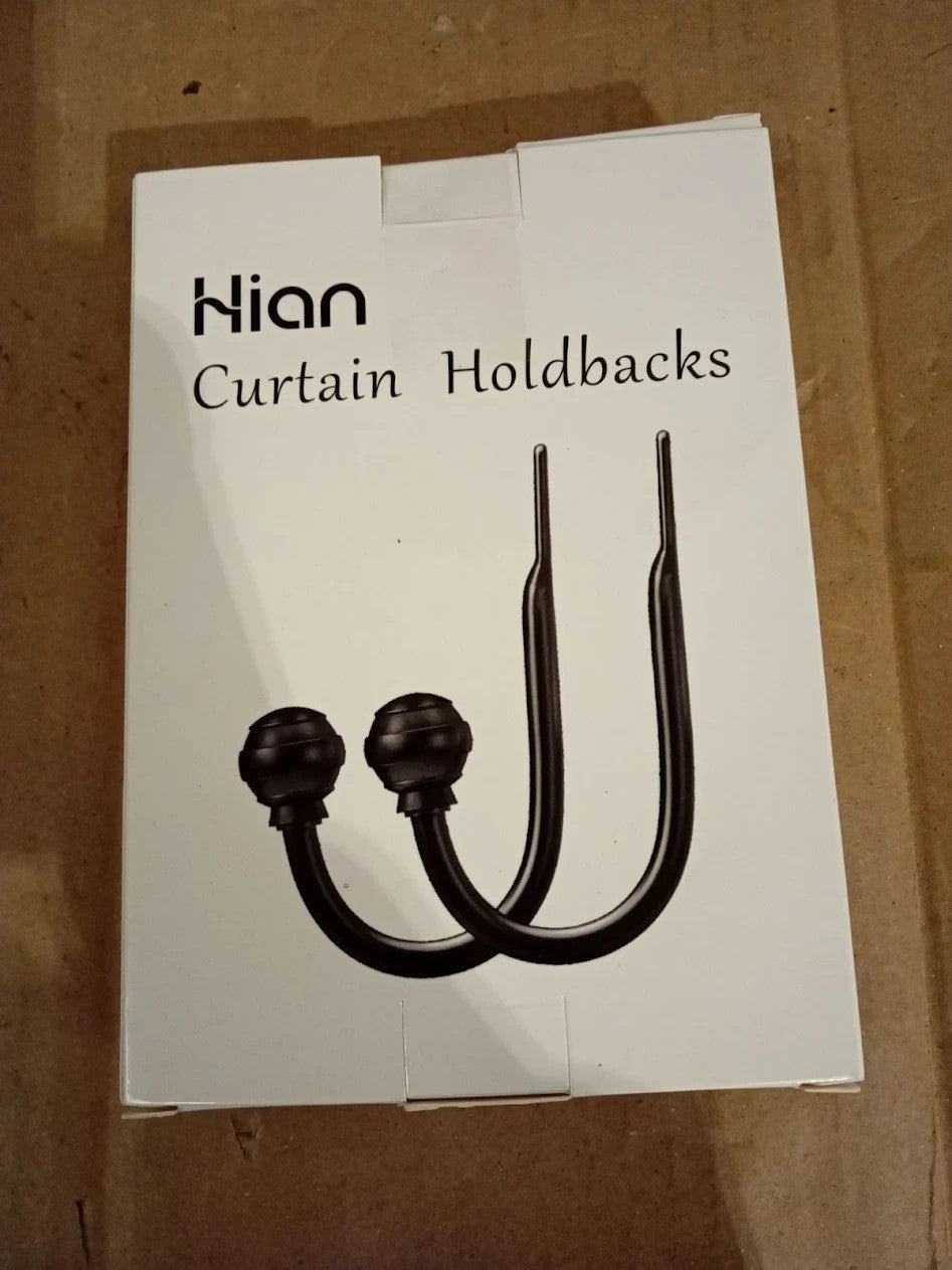 Hion Curtain Holdbacks Black 2 Pieces Wall Mounted Metal Tie Backs Holders