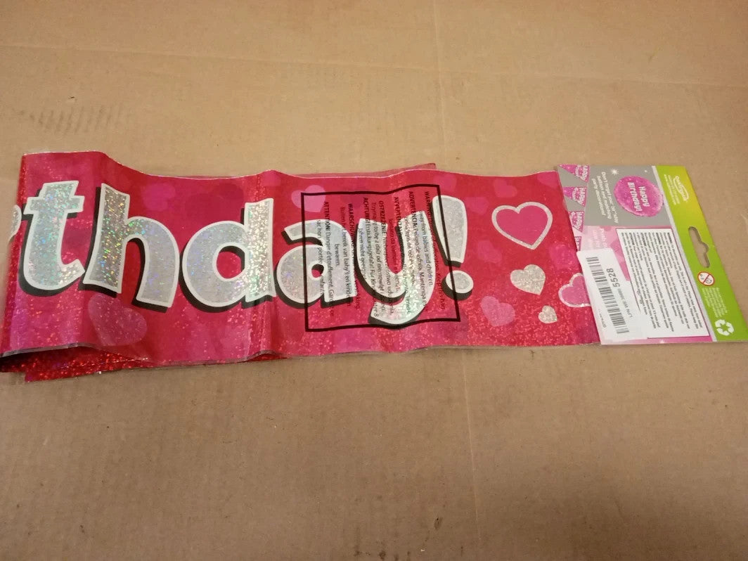 9ft Happy Birthday Banner Pink Holographic Party Decoration Durable Design New