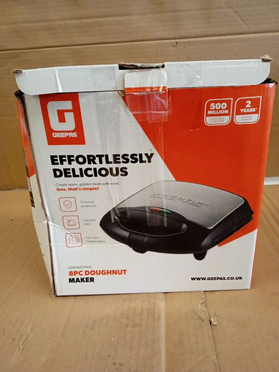 Geepas 750W Doughnut Maker Machine 8 Hole Stainless Steel Donut Maker Non Stick