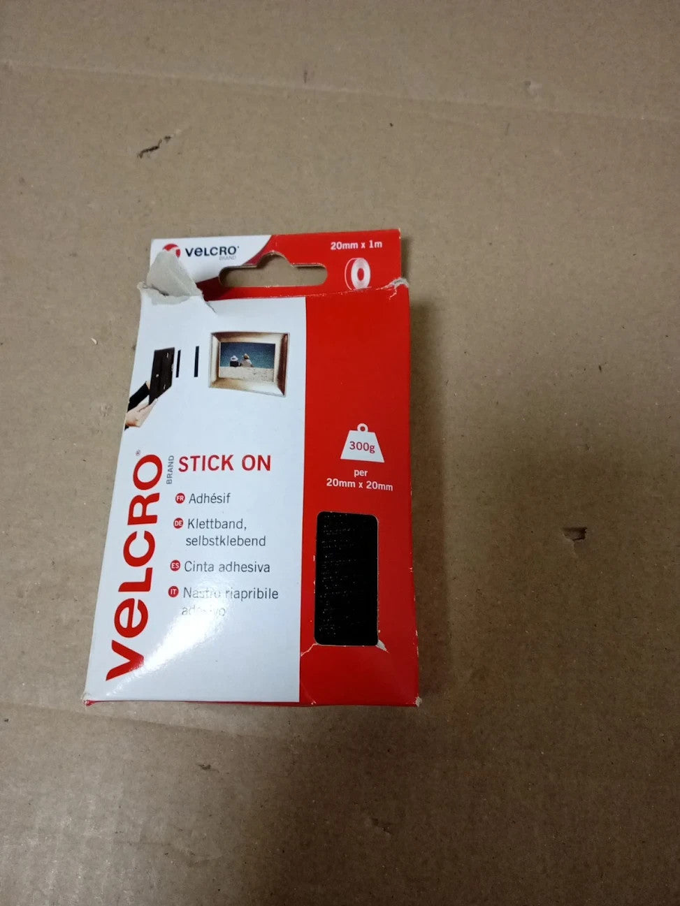 VELCRO Brand Stick On Tape Cut To Length Strong Hook & Loop 20mmx1m Black New