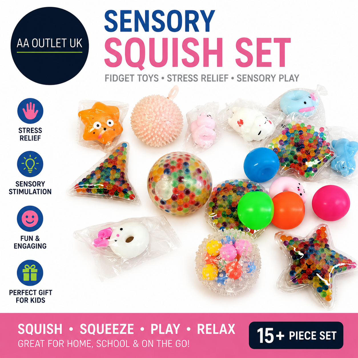 Sensory Squish Set Fidget Toys Stress Balls Relief Sensory Play Gift Kids Design
