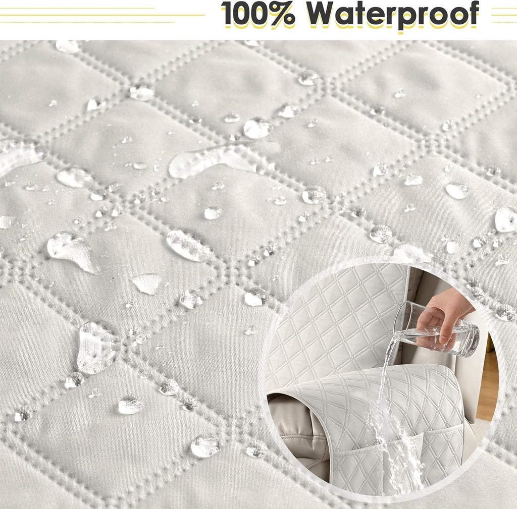 TAOCOCO Recliner Slipcovers 3 Seater Protector Waterproof Anti Slip White New