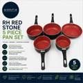 Russell Hobbs 5 Piece Pan Set Red Stone Aluminium External Internal Black