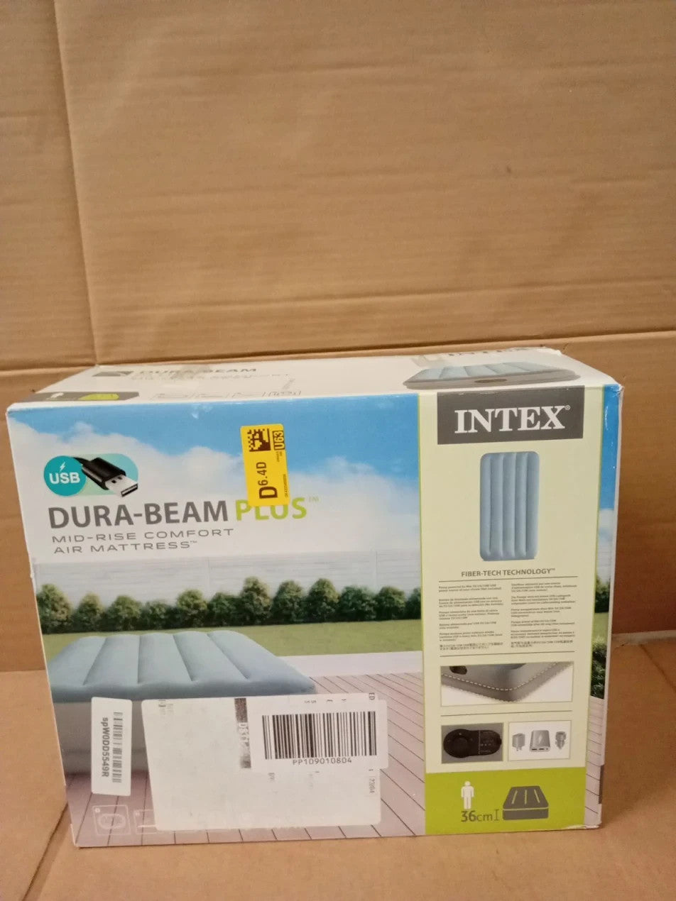 Intex Twin Dura Beam Comfort 64157 Air Bed Fastfill Pump Inflated 99x191x36cm