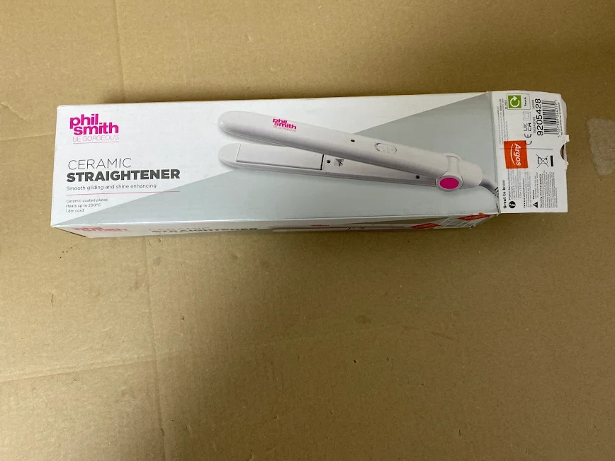 Phil Smith Ceramic Hair Straightener White Pink Fast Heat Styling Iron UK