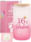 Nwvuop 16th Birthday Gift For Girls Glass Cup 16oz Stylish Printed Design New
