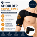 Jorun Shoulder Support Brace Men Women Adjustable Compression Sleeve Black XL