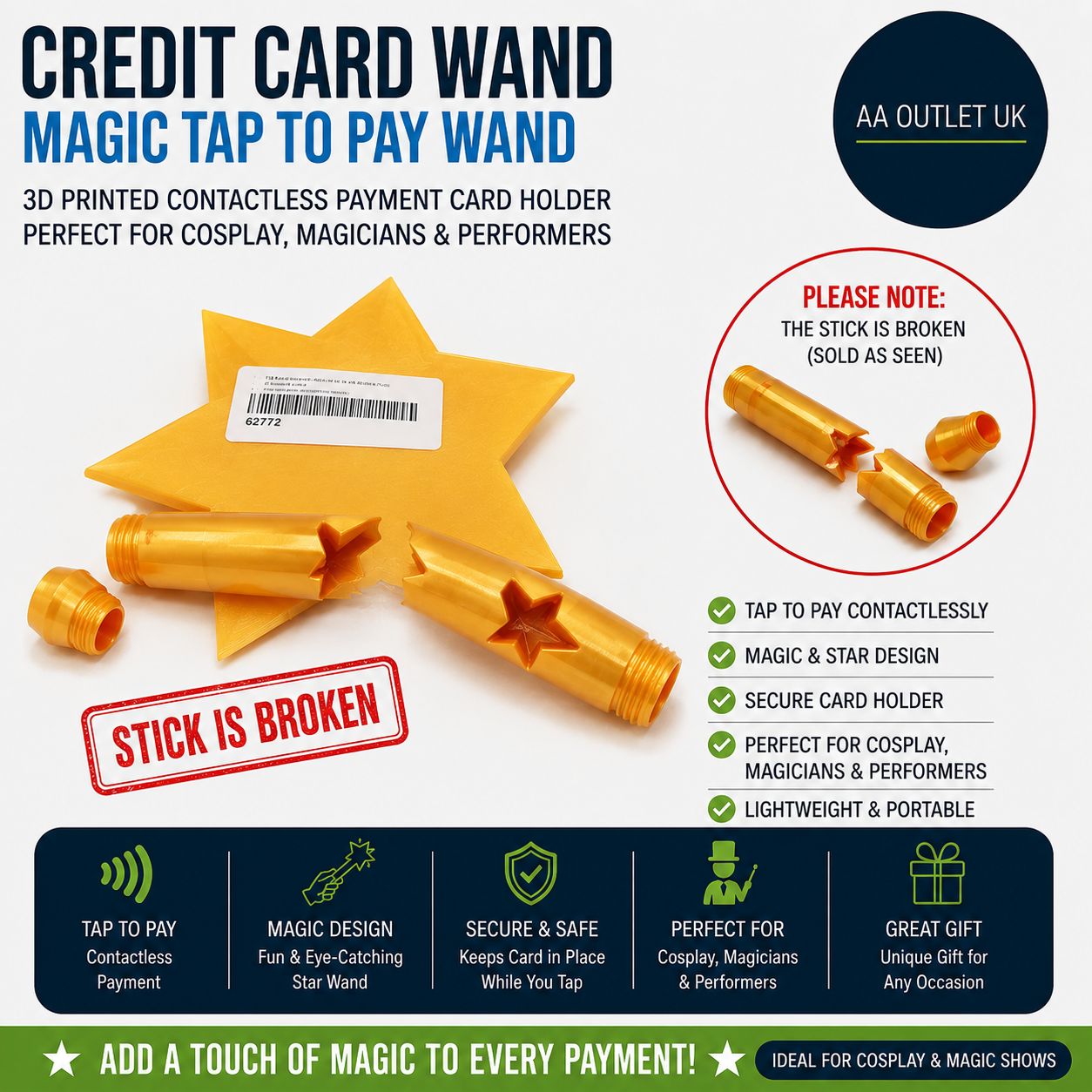 Credit Card Wand Magic 3D Printed Taps To Pay Star Contactless Payment