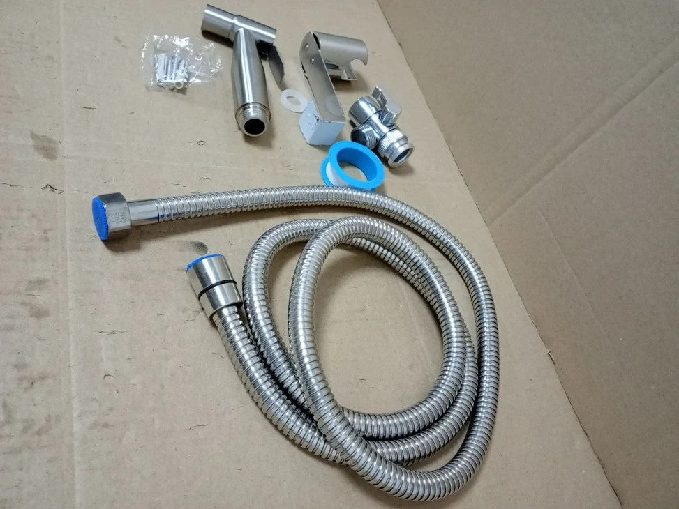 Bidet 2 Way Shower Diverter Kit Stainless Steel Hand Holder Toilet 1.5m Hose