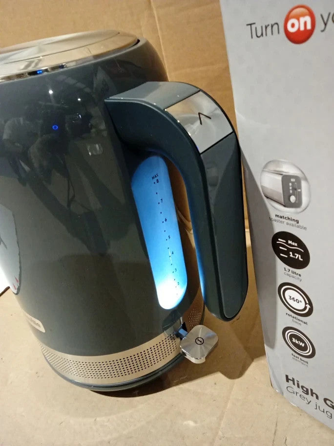 Breville High Gloss Electric Kettle 1.7L 3kw Fast Boil Grey Stainless New