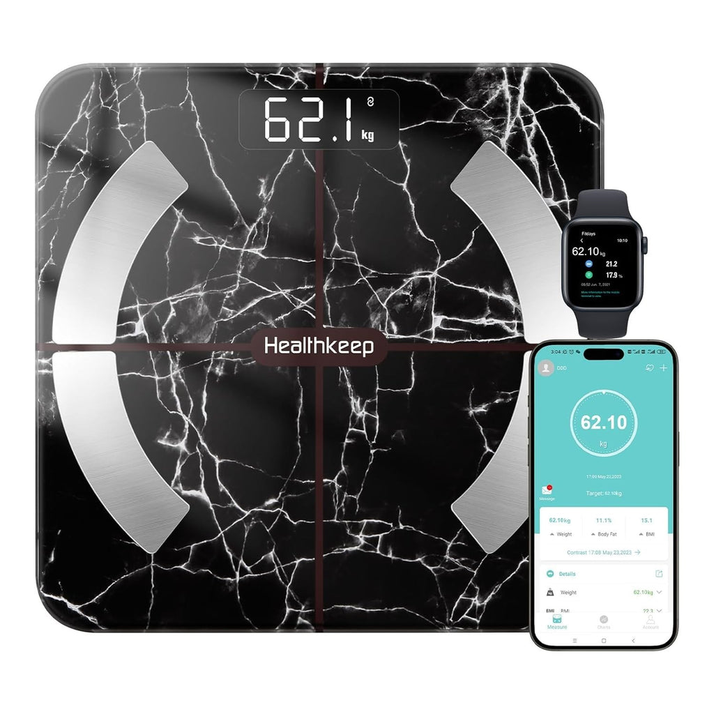 Healthkeep Scales Body Weight 13 Body Composition Digital App Black 11x11in New