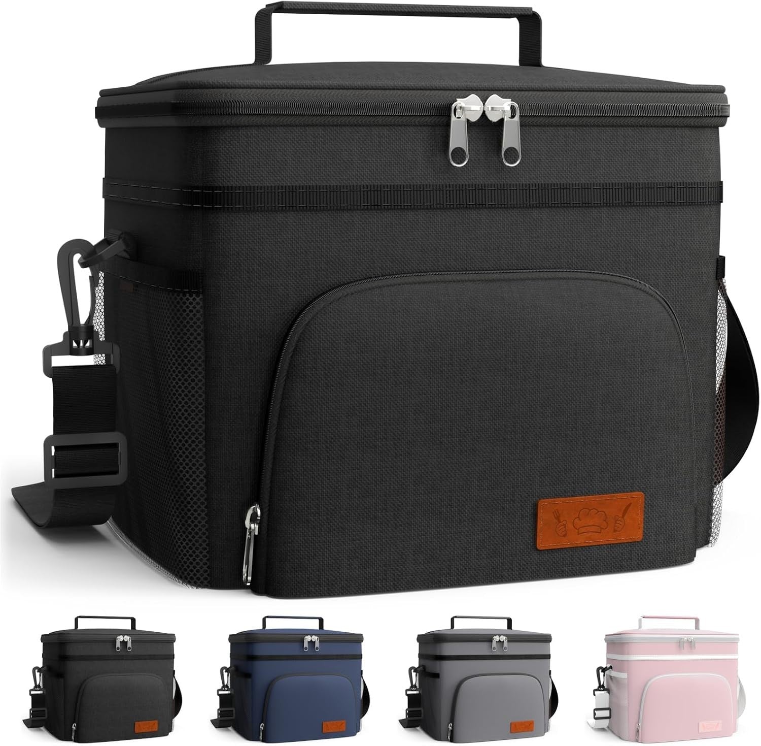 Hotor Insulated Lunch Box Leak Proof Cooler 4 Pockets Adjustable Strap Black New