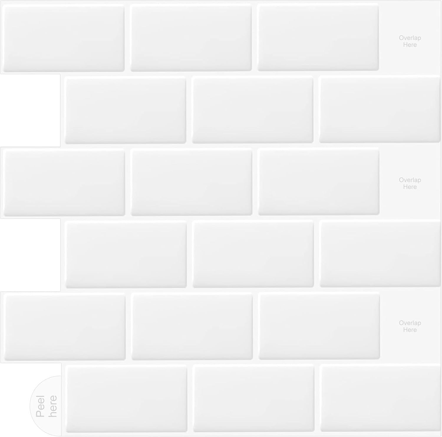 Wostick 10 Sheets 3D Self Adhesive Peel Stick Wall Splashback Tiles 30.5x30.5cm
