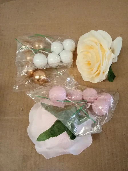 LaVenty Cross Cake Topper Pink White Decorations Rose Palm Leaves Baptism 5x1cm