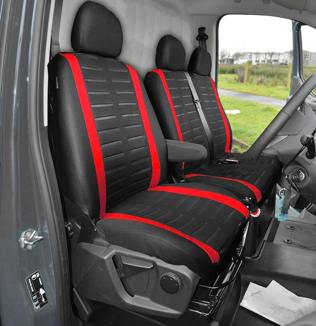 Baaz Van Seat Covers Universal Fit Most Trucks Vans Lorry Front Red Black New