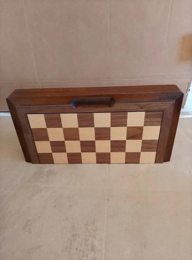 Lingle 15.5in Deluxe Solid Wood 3 In 1 Game Set Portable Chess Backgammon New