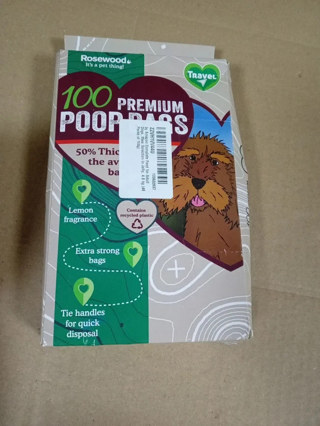 Rosewood Dog Poo Bags Handles 100 Easy Clean Up Loose Packed Black New