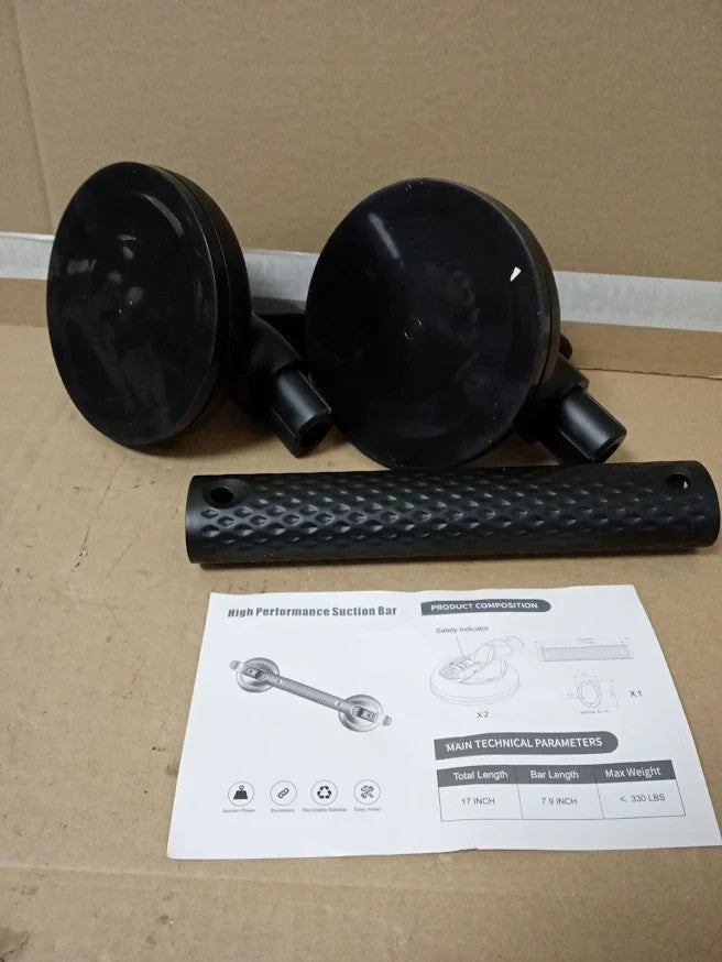 DAREN Medical Suction Cup Grab Bar Black Heavy Duty Shower Handle Bathroom