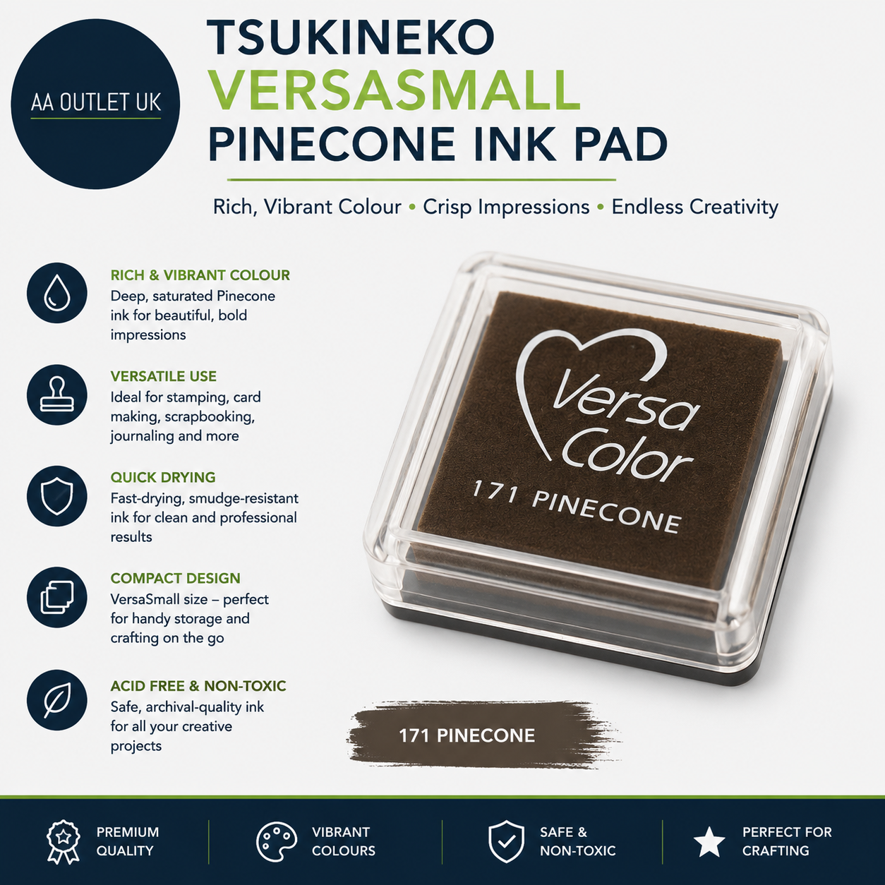Tsukineko Versa Color Small Size Ultimate Pigment Pinecone Ink Pad