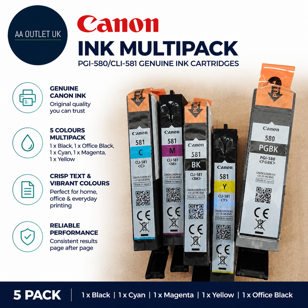 Canon Ink Multipack PGI580 CLI581 Genuine Printer Ink Cartridges 5 Pack